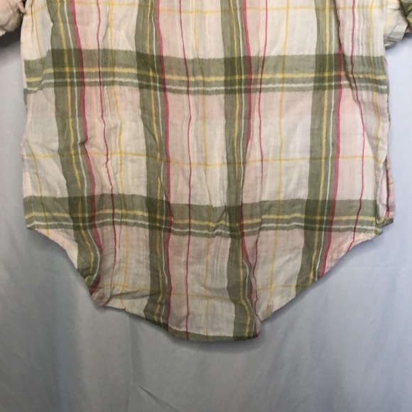 ISABELLA ROSE pink and green striped cotton long button down top. Size Small. - Picture 13 of 13